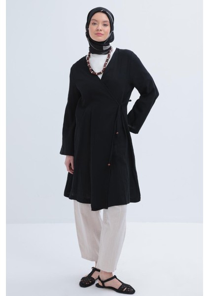 Siyah-Belden Bağlamalı Müslin Kap fiyatları