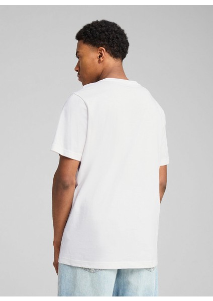 68253202 Ess No. 1 Logo Tee Wh Beyaz Yuvarlak Yaka Regular Fit Baskılı Erkek T-Shirt modelleri