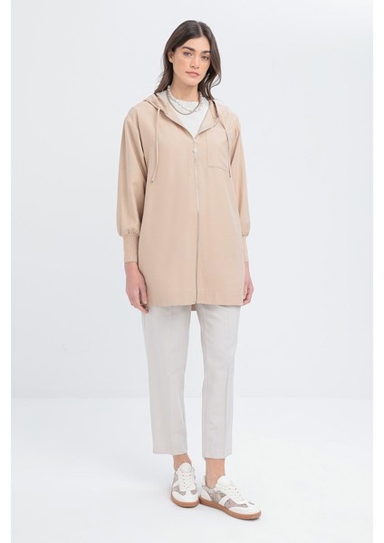 Bej-Kolları Ribanalı Kapşonlu Kap