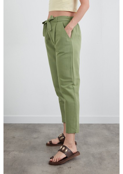 Beli Bağlamalı Straight Keten Pantolon fiyatları