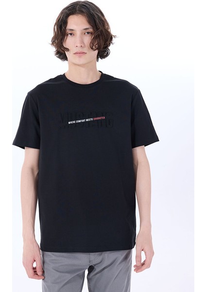 Siyah Erkek Relaxed Baskılı T-Shirt M5SM-TST1290