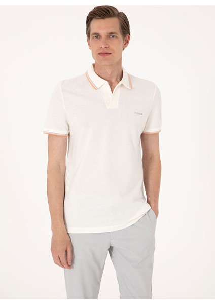 Ekru Erkek Slim Fit Polo T-Shirt Bena