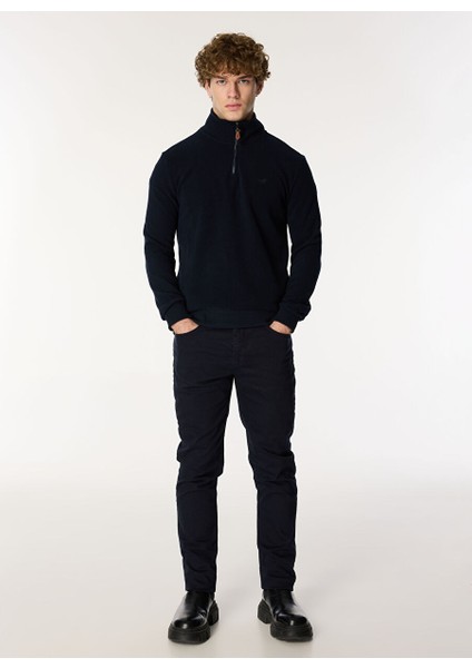 Erkek Fermuarlı Basic Nakışlı Sweatshirt M4WM-SWT-1560