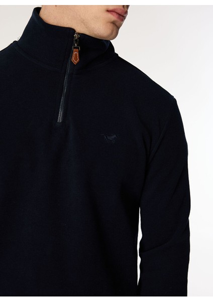 Erkek Fermuarlı Basic Nakışlı Sweatshirt M4WM-SWT-1560