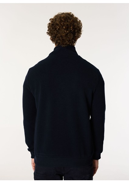 Erkek Fermuarlı Basic Nakışlı Sweatshirt M4WM-SWT-1560
