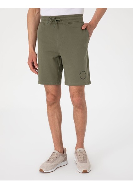 Haki Regular Fit Örme Şort