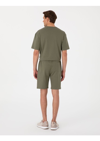 Haki Regular Fit Örme Şort