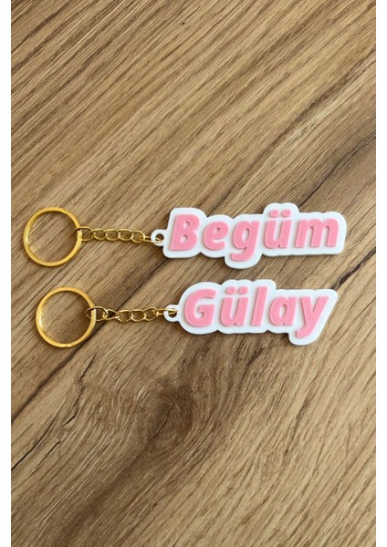 Özel Tasarım Çiftli Isim Anahtarlığı - Pembe Renk Kişiselleştirilmiş Anahtar ve Çanta Aksesuarı fiyatları