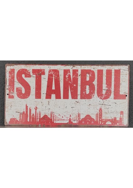 Istanbul Vintage Pas Görümlü Metal Levha - Dekoratif Alüminyum Tabela 10CM x 20CM fiyatları