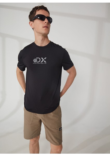 Bisiklet Yaka Düz Siyah Erkek T-Shirt Imag