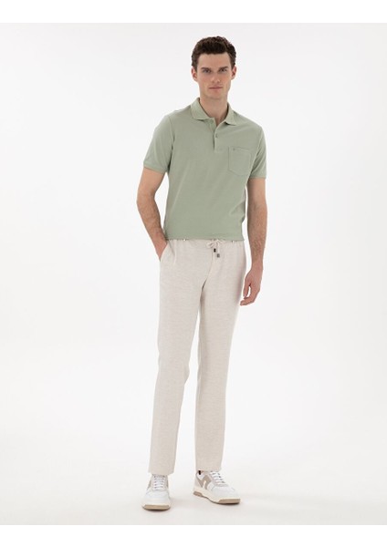 Çağla Yeşili Regular Fit %100 Pamuk Polo Yaka Basic Tişört