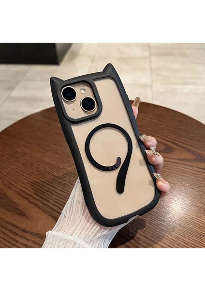 Apple iPhone 13 Uyumlu Kılıf Zebana Magicat Silikon Kılıf (Kablosuz Şaj Destekli) Siyah