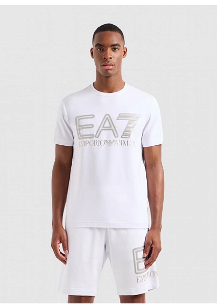 Bisiklet Yaka Beyaz Erkek T-Shirt 3DPT37PJMUZ