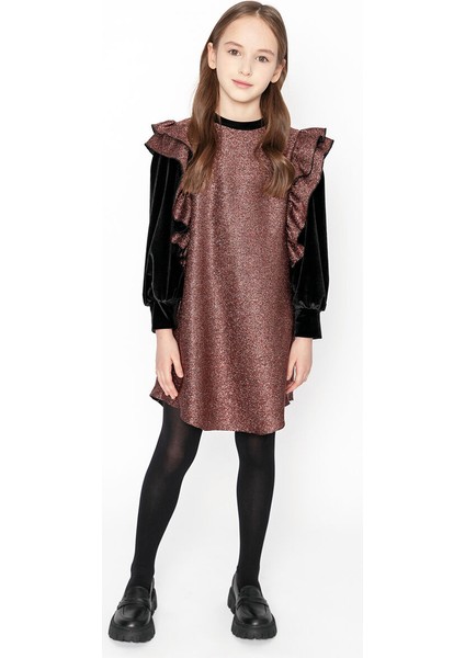 Bronz Pırıltılı Sweat Elbise