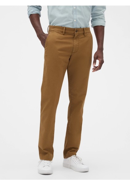 Erkek Kahverengi Slim Fit Gap Flex Khaki Pantolon