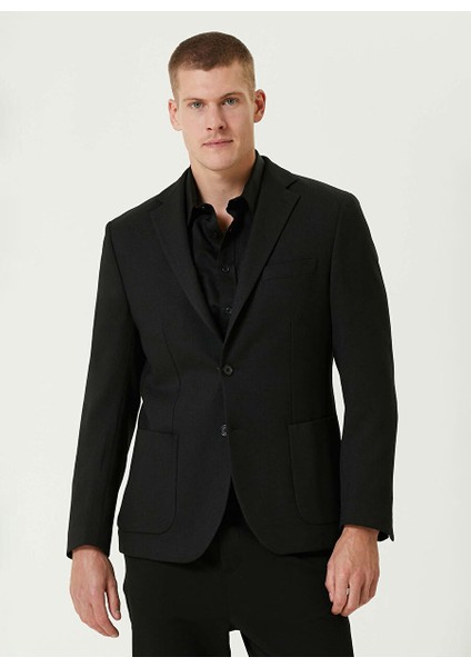 Siyah Erkek Mono Slim Fit Diyagonal Ceket 1091844