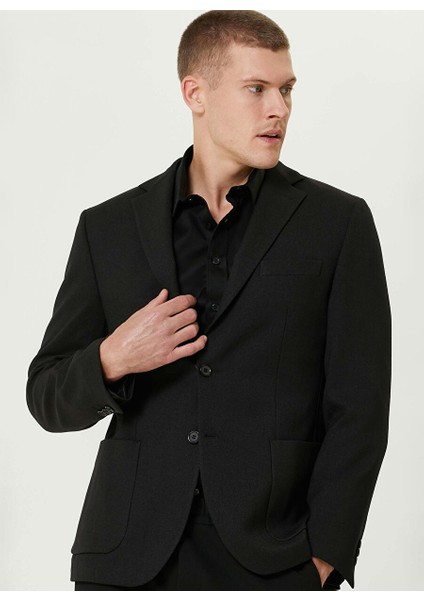 Siyah Erkek Mono Slim Fit Diyagonal Ceket 1091844