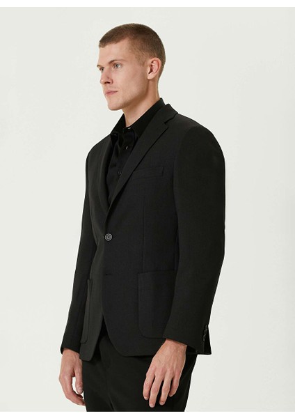 Siyah Erkek Mono Slim Fit Diyagonal Ceket 1091844