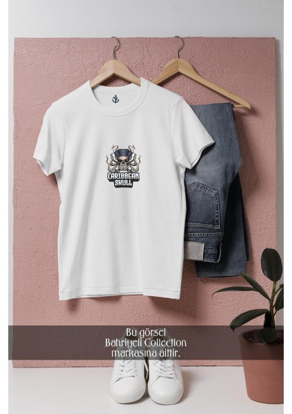 Oversize Caribbean Skull Tasarımlı Unisex T-Shirt