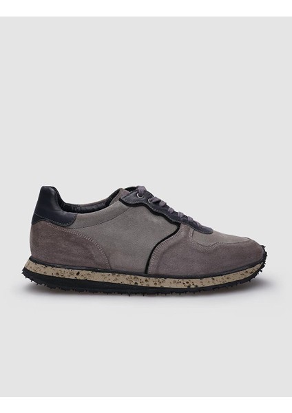 %100 Hakiki Deri Vizon Süet Bağcıklı Erkek Sneaker