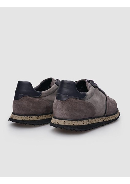 %100 Hakiki Deri Vizon Süet Bağcıklı Erkek Sneaker