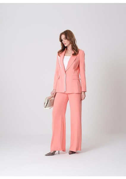 Renk Bloklu Gold Düğmeli Blazer Ceket-Astarlı modelleri