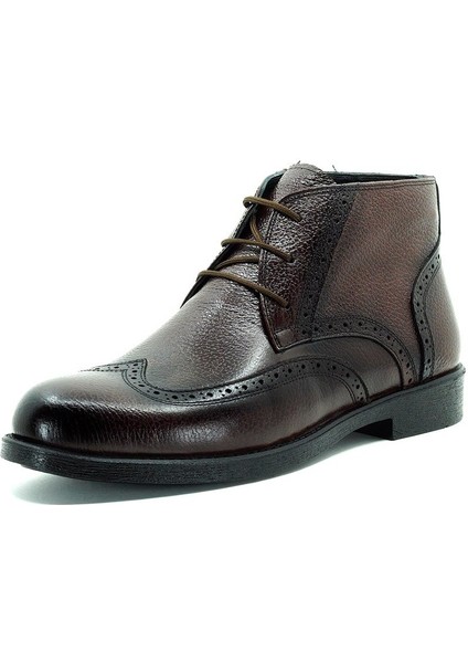 CS202 Kahve Dana Derisi Sıcak Astarlı Rahat Şık Taban Büyük Numara Erkek Bot