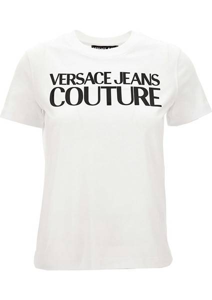 Beyaz Kadın Standart Baskılı T-Shirt 77HAHE09
