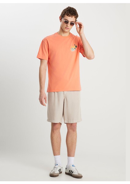 Turuncu Erkek Relaxed T-Shirt W2510747512 Relaxed Fit Grafik Logo