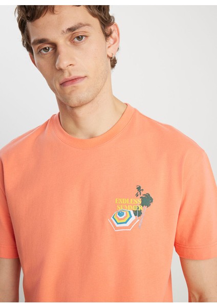 Turuncu Erkek Relaxed T-Shirt W2510747512 Relaxed Fit Grafik Logo modelleri
