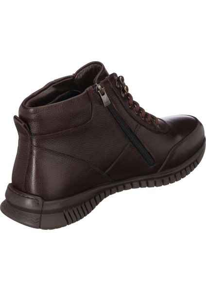 AG7044 Kahve Büyük Numara Dana Derisi Rahat Geniş Kalıp Erkek Bot 45