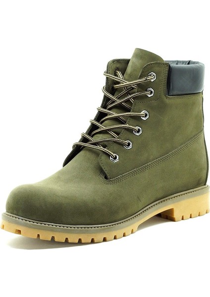 Haki Nubuk Timberland Stil Kışlık Büyük Numara Erkek Bot Sıcak Astar Rahat Geniş Kalıp 48