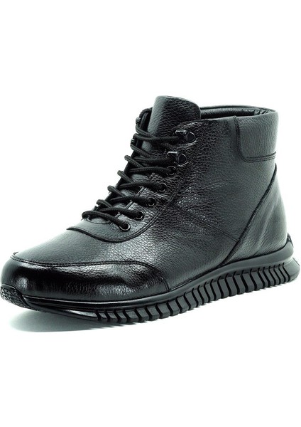 AG7044 Siyah Büyük Numara Dana Derisi Rahat Geniş Kalıp Erkek Bot 46