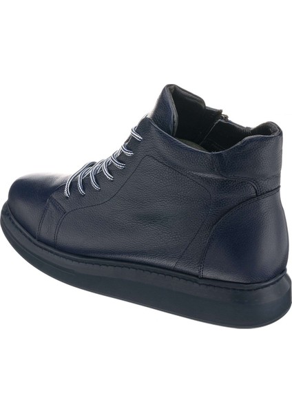 MHG201 Lacivert Büyük Numara Dana Derisi Rahat Geniş Kalıp Erkek Bot 45 indirimleri