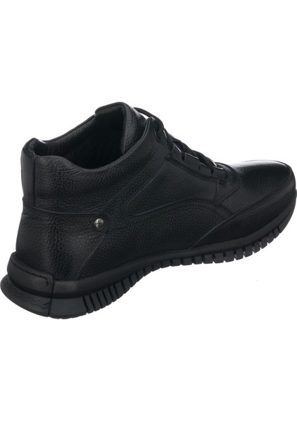 AG2103 Síyah Büyük Numara Dana Derisi Rahat Geniş Kalıp Erkek Bot 47