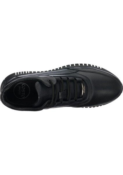 AG2103 Síyah Büyük Numara Dana Derisi Rahat Geniş Kalıp Erkek Bot 47