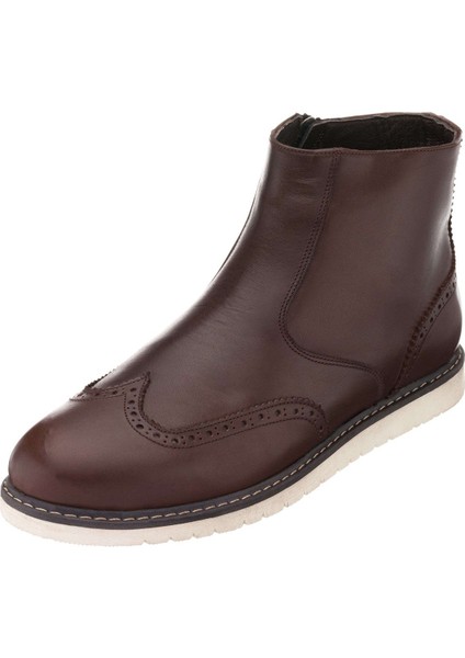 Numaralarda NRN1205 Kahve Süspansiyonlu Kauçuk Taban Büyük Numara Dana Derisi Rahat Geniş Kalıp Erkek Bot