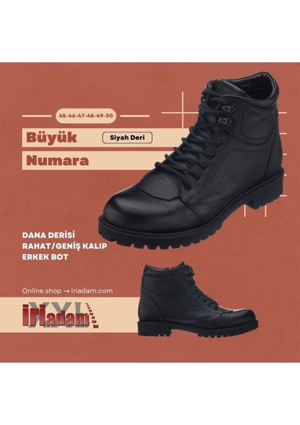 45 - 46 - 47 - 48 -49 - 50 YN2022 Siyah Büyük Numara Dana Derisi Rahat Geniş Kalıp Erkek Bot indirimleri
