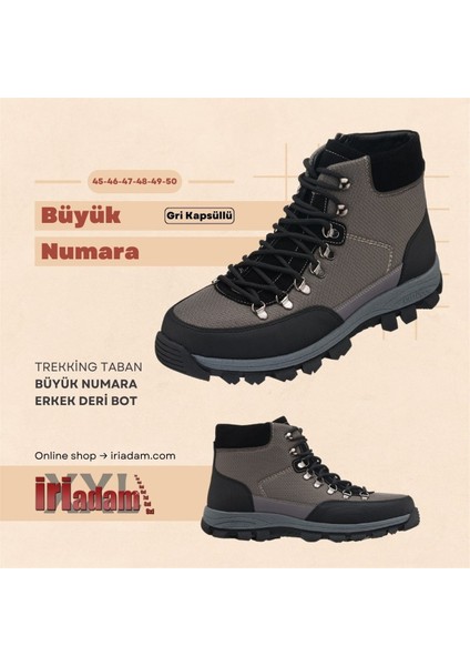 45,46,47,48,49,50 Numaralarda AG1071 Gri Kapsüllü Trekking Taban Yeni Sezon Üst Kalite Büyük Numara Erkek Deri Bot indirimleri