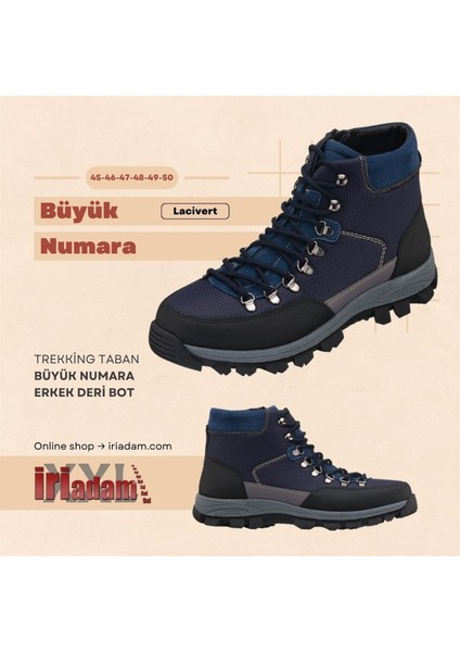 45,46,47,48,49,50 Numaralarda AG1071 Lacivert Kapsüllü Trekking Taban Yeni Sezon Üst Kalite Büyük Numara Erkek Deri Bot
