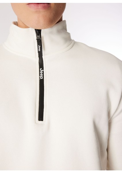 Dik Yaka Relaxed Ekru Erkek Sweatshirt C4WM-SWT4256