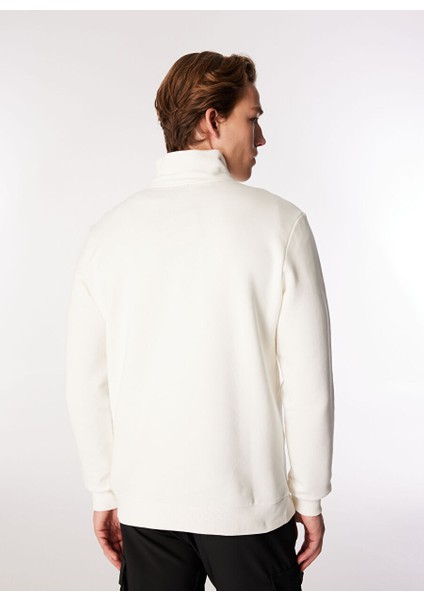 Dik Yaka Relaxed Ekru Erkek Sweatshirt C4WM-SWT4256