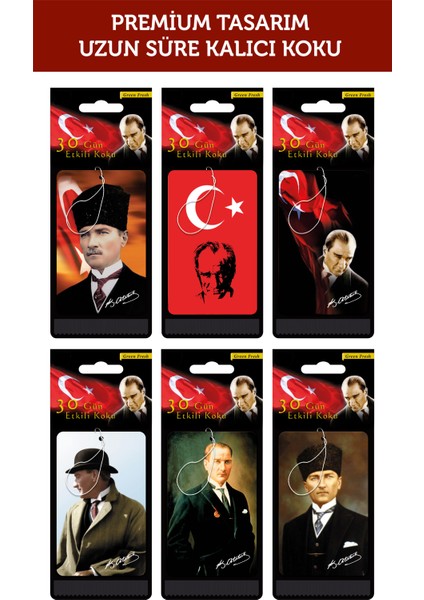 6 Adet Başkumandan Mustafa Kemal Atatürk Görselli Oto Kokusu ve Torpido Aksesuarı