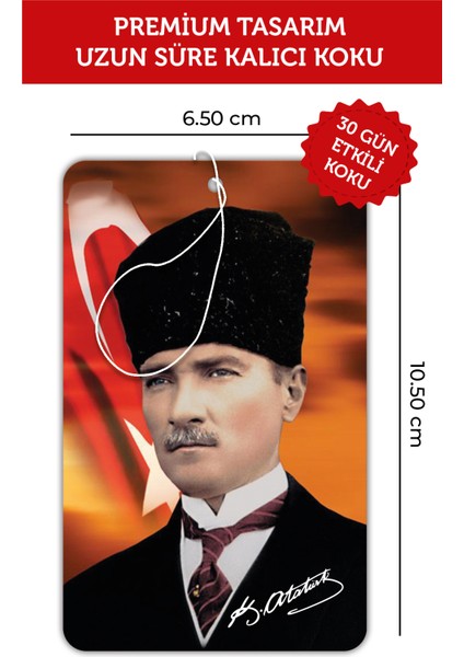 6 Adet Başkumandan Mustafa Kemal Atatürk Görselli Oto Kokusu ve Torpido Aksesuarı