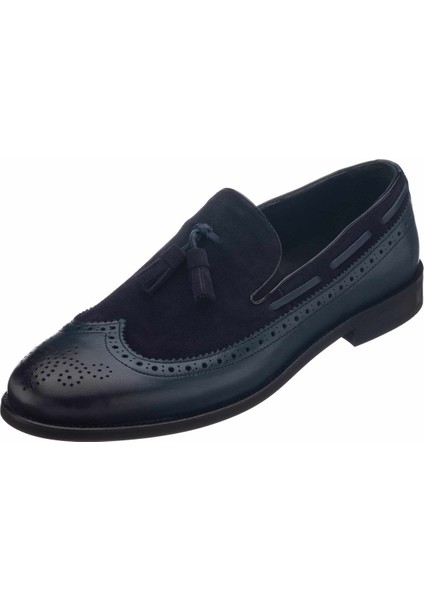 NV1930 Lacivert Garnili Püsküllü Analin Neolit Taban Üst Kalite Deri Büyük Numara Erkek Ayakkabı modelleri