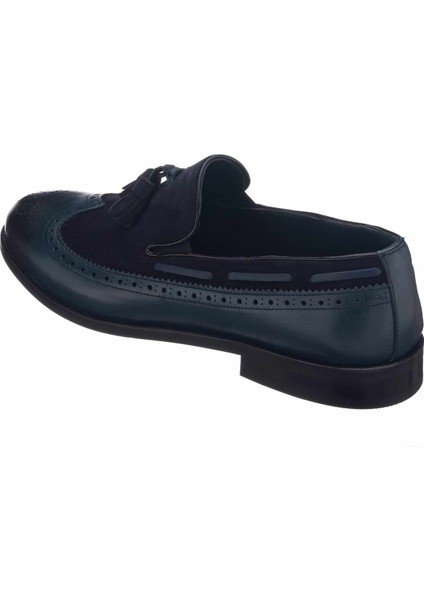 NV1930 Lacivert Garnili Püsküllü Analin Neolit Taban Üst Kalite Deri Büyük Numara Erkek Ayakkabı indirimleri