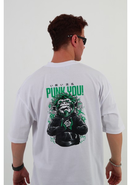Punkyou-Oversize Tişört | Sırt Baskılı – Minimal Göğüs Desenli Unisex Tshirt