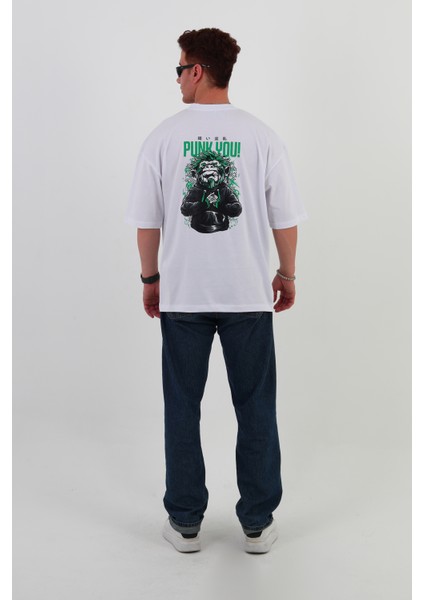 Punkyou-Oversize Tişört | Sırt Baskılı – Minimal Göğüs Desenli Unisex Tshirt indirimleri