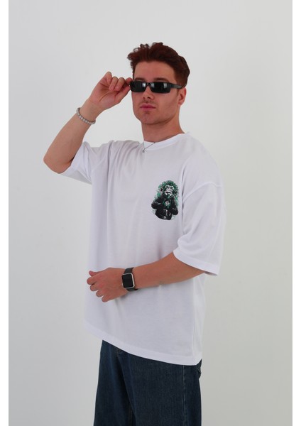 Punkyou-Oversize Tişört | Sırt Baskılı – Minimal Göğüs Desenli Unisex Tshirt