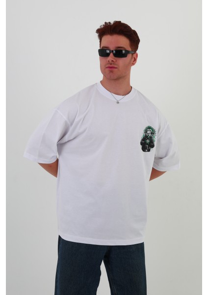 Punkyou-Oversize Tişört | Sırt Baskılı – Minimal Göğüs Desenli Unisex Tshirt